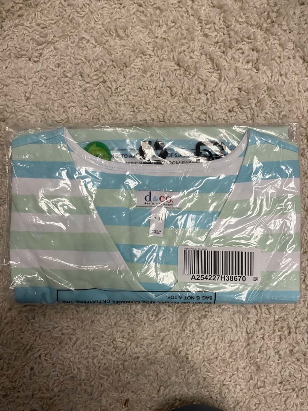 Denim & Co. Perfect Jersey Elbow Sleeve V-neck Light Aqua XL NEW A254227 Vintage